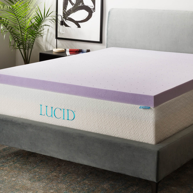 Lucid 3 inch Bamboo Charcoal Memory Foam Mattress Topper - Queen