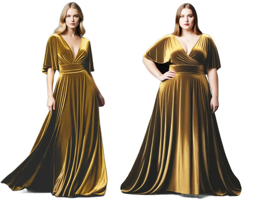 Velvet convertible Dress - Gold