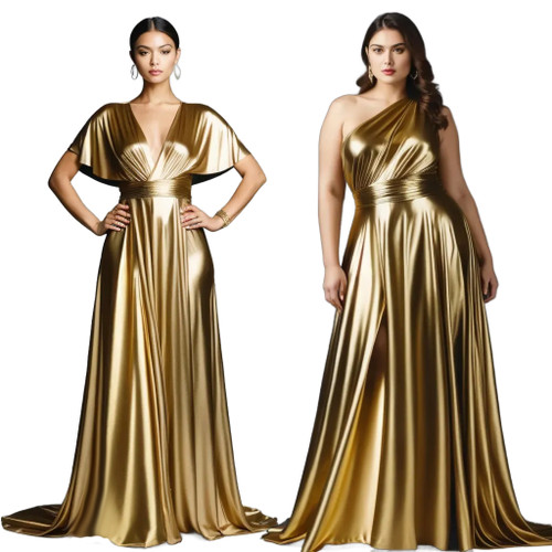 Maxi Convertible Dress - METALLIC GOLD