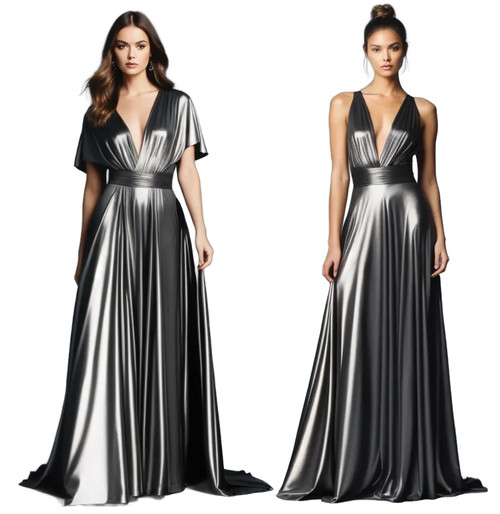 Maxi Convertible Dress - METALLIC GUNMETAL