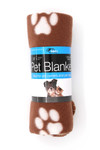 Brown Soft Fleece Paw Print Pet Blanket