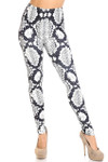 Creamy Soft Black and White Python Snakeskin Plus Size Leggings - By USA Fashion™