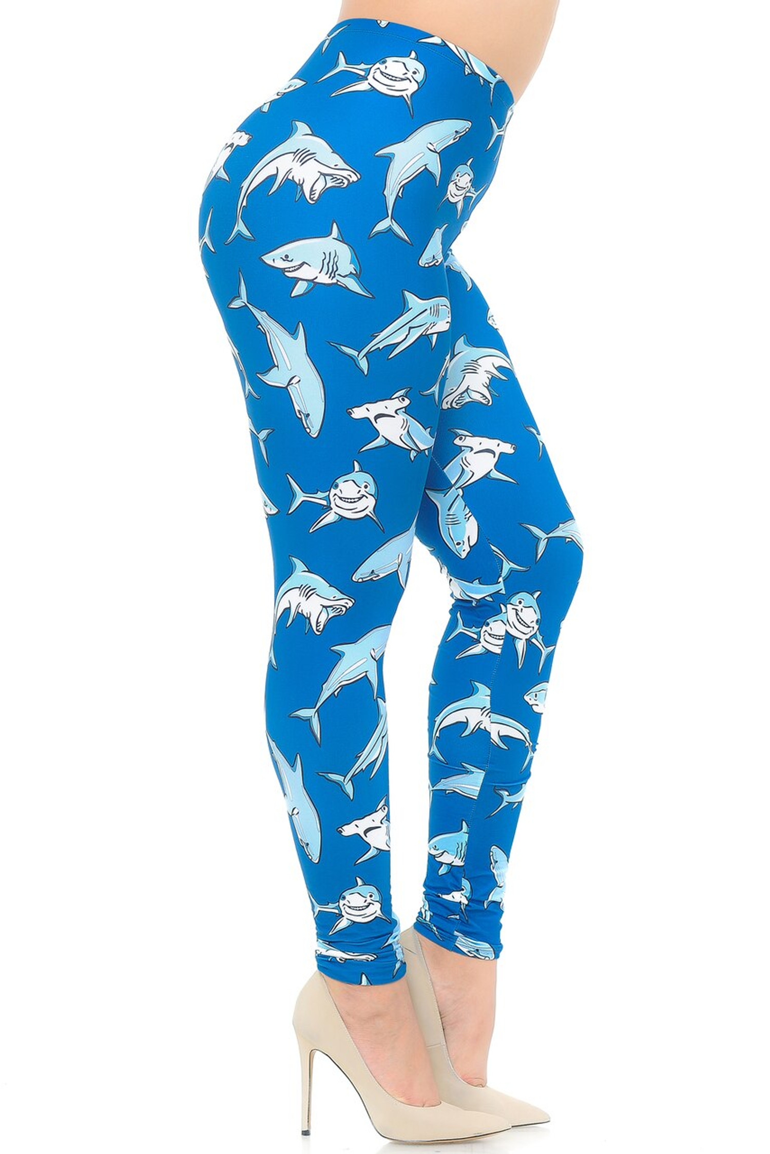 Creamy Soft Shark Plus Size Leggings - USA Fashion™