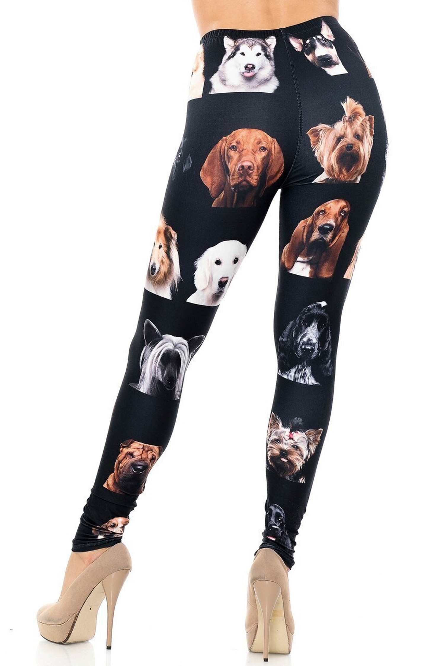 Creamy Soft Cute Puppy Dog Faces Extra Plus Size Leggings - 3X-5X - Version  2 - USA Fashion™