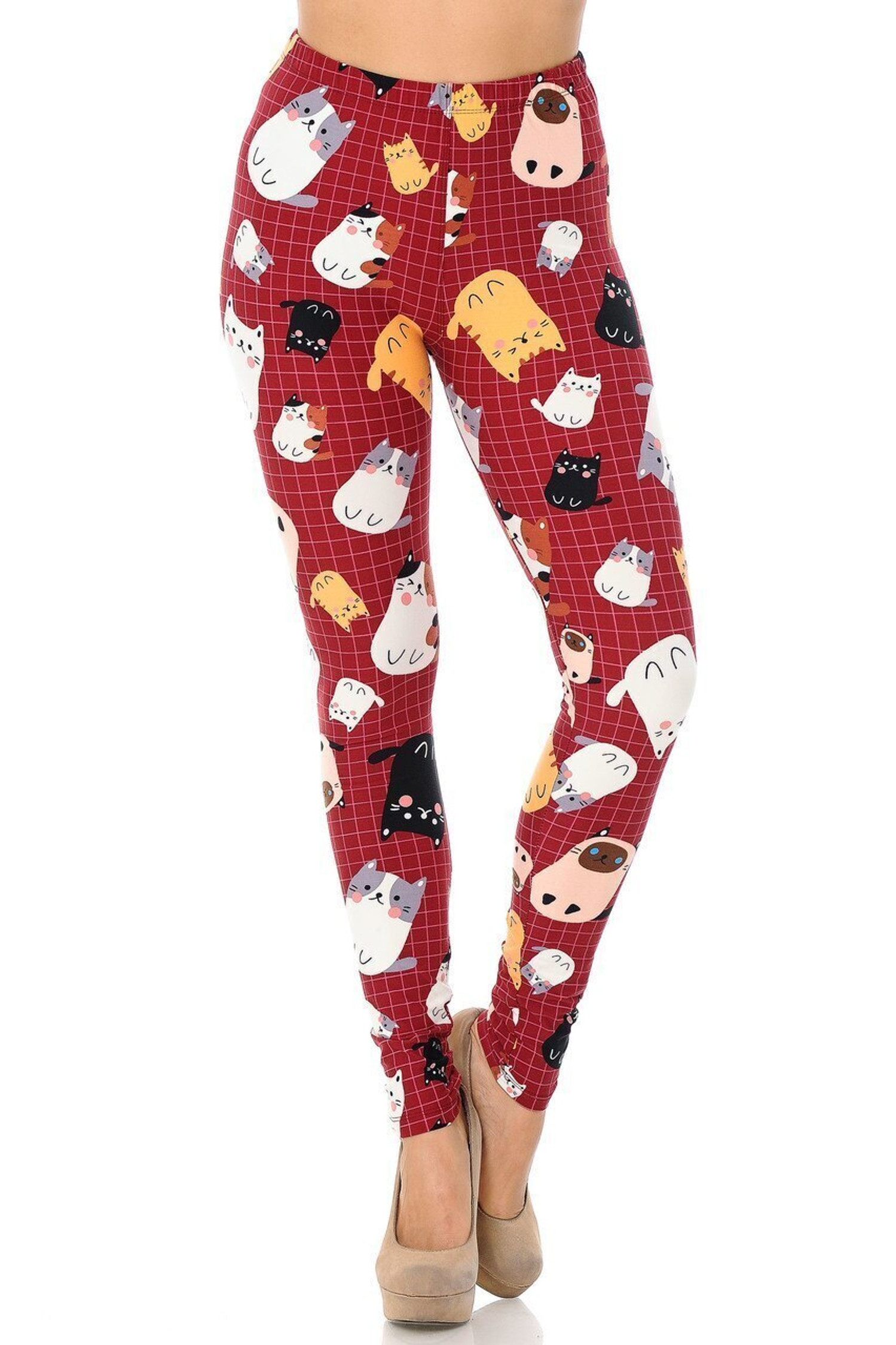 Creamy Soft Cute Puppy Dog Faces Extra Plus Size Leggings - 3X-5X