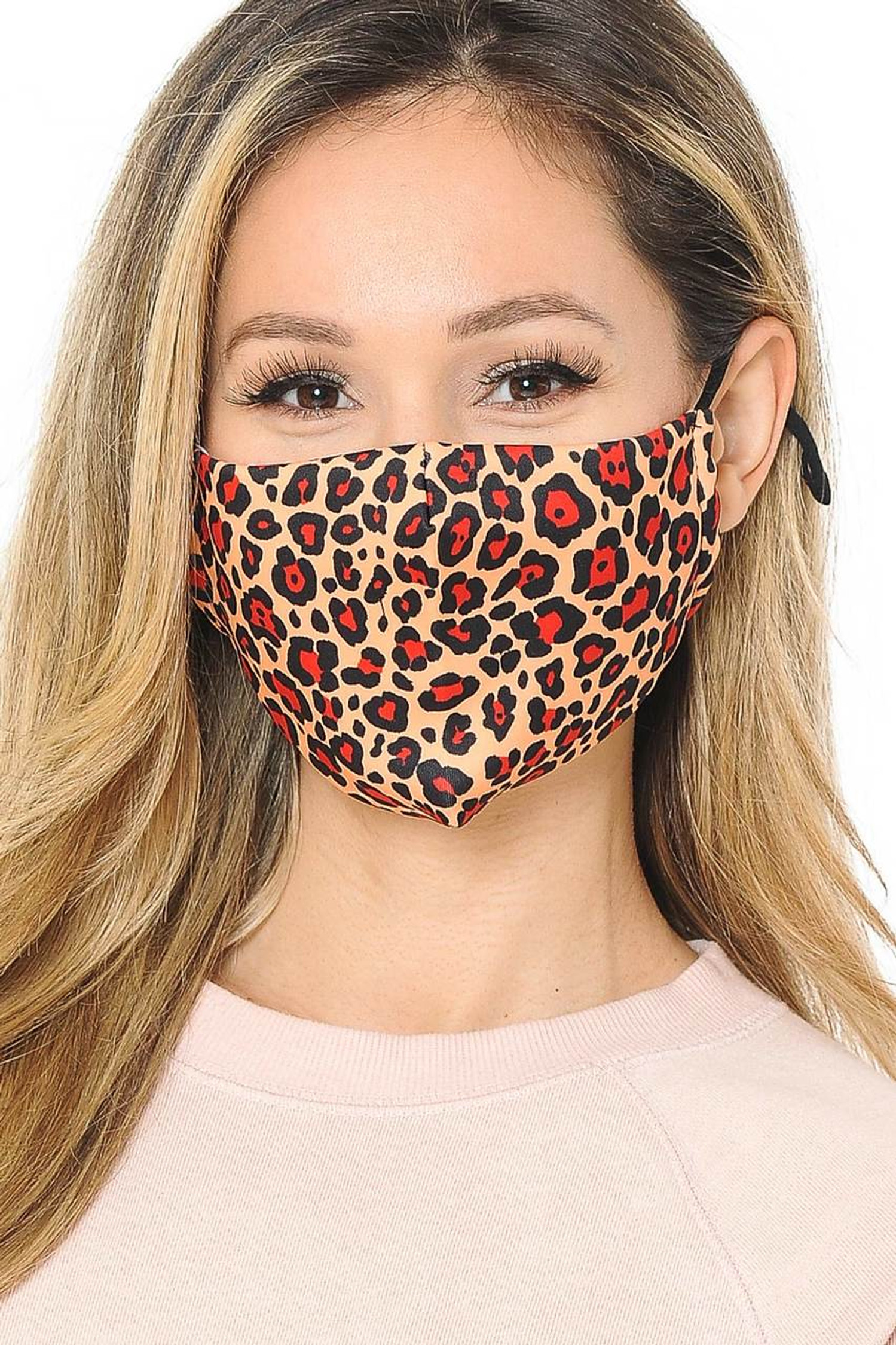 Ruby Red Leopard Graphic Print Face Mask