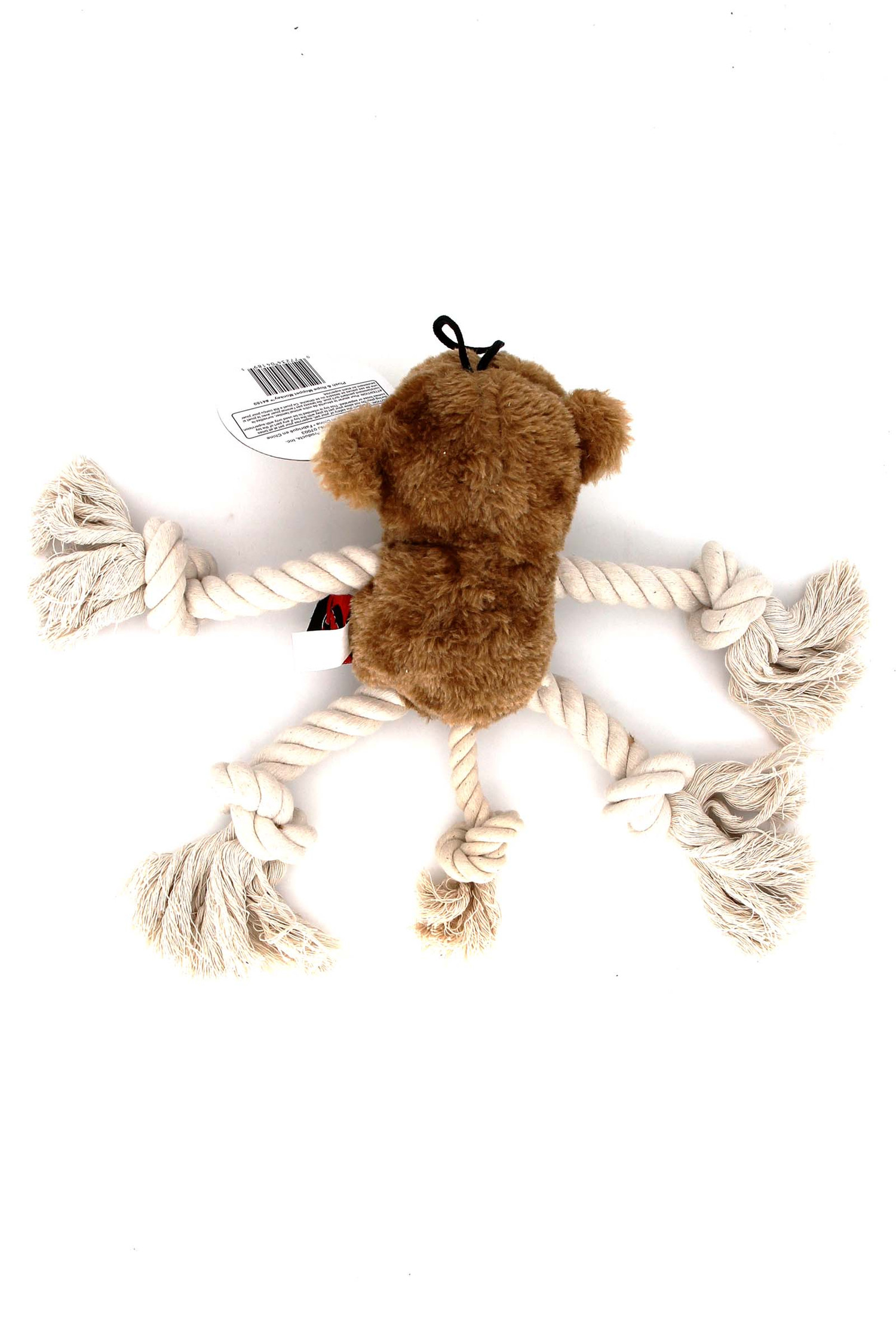 Plush Moppet Monkey and Rope Squeaky Dog Toy