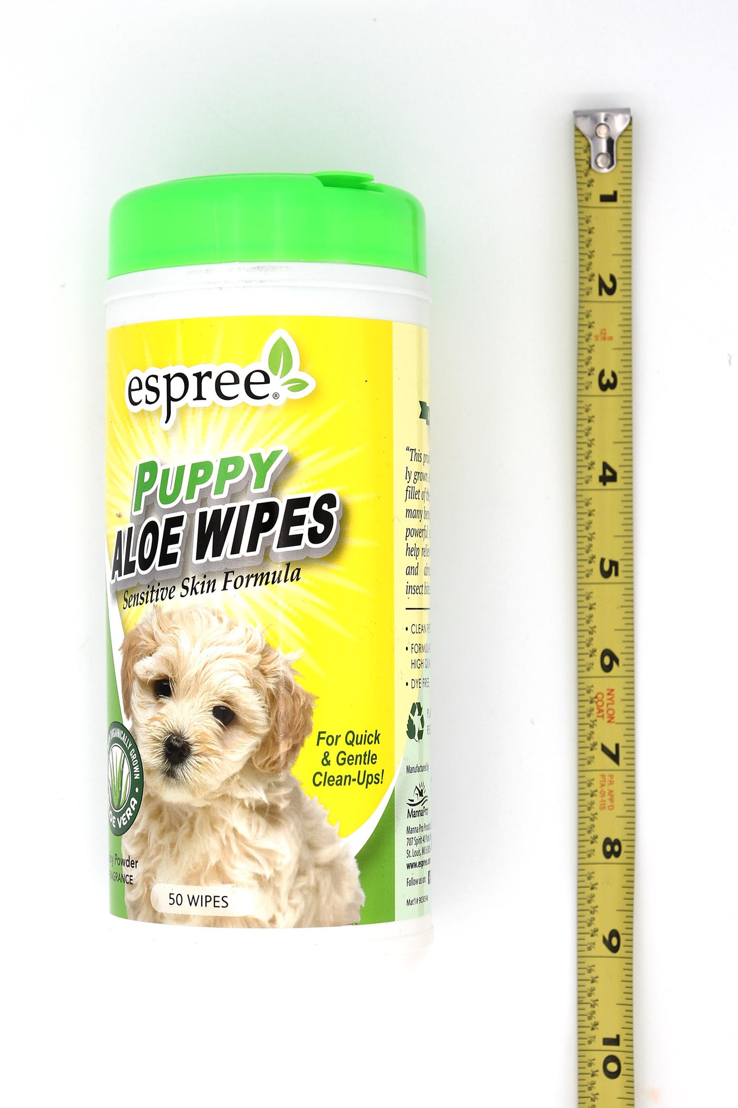 Espree Natural Puppy Dog Cleansing Wipes Made with Organic Aloe Vera - 50 Count - Baby Powder Scented