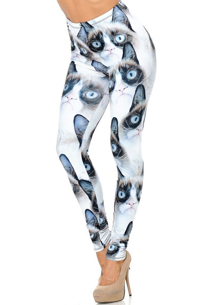 Creamy Soft Grumpy Cat Extra Plus Size Leggings - 3X-5X - USA Fashion™