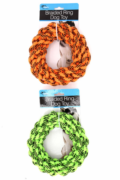 Main Image of Braided Ring Dog Rope Toy both Orange and Green