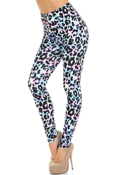 Creamy Soft Chromatic Leopard Extra Plus Size Leggings - 3X-5X - By USA Fashion™