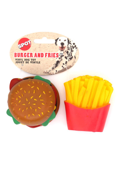 Spot Vinyl Burger and Fries Squeaky Dog Toy