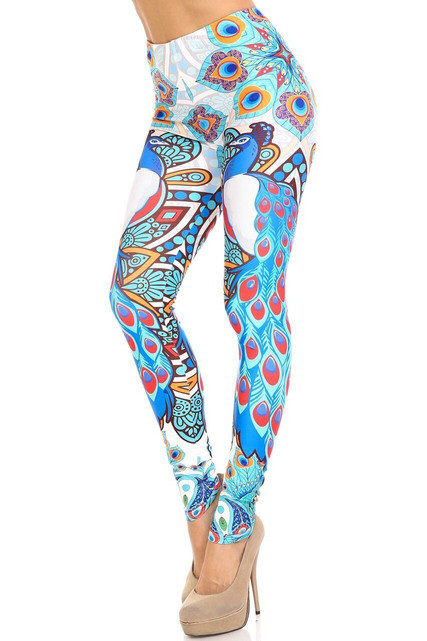 Creamy Soft Vibrant Blue Dragon Plus Size Leggings - By USA