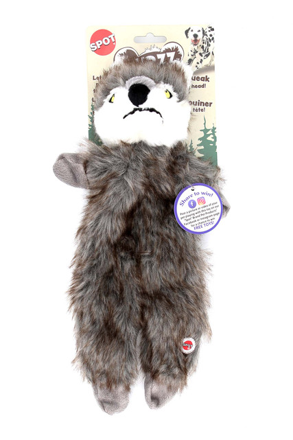 Spot Furzz Plush Wolf Squeaky Dog Toy