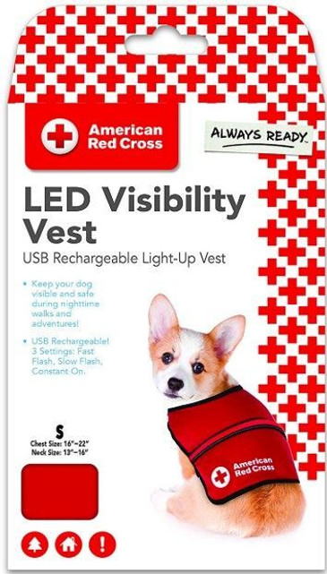 Small American Red Cross LED Light Up Visibility Safety Dog Vest