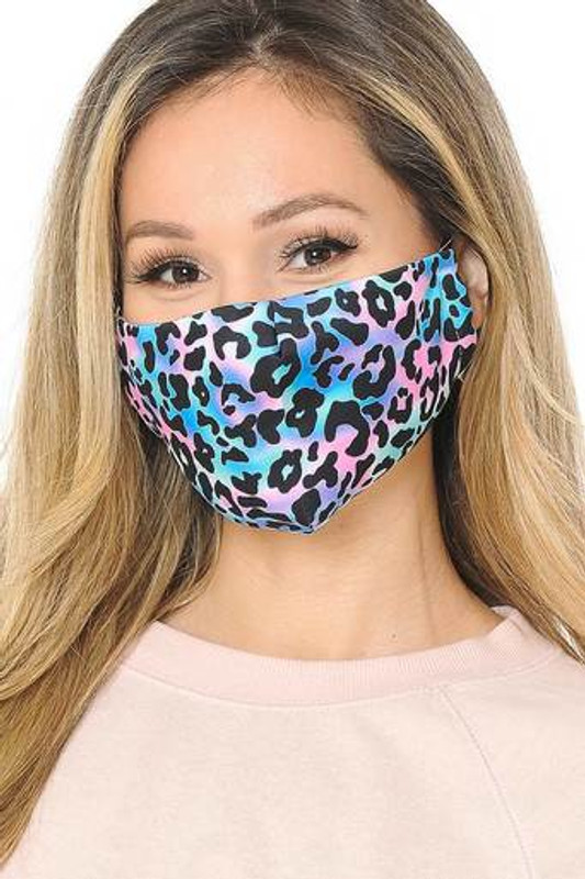 Chromatic Leopard Graphic Print Face Mask