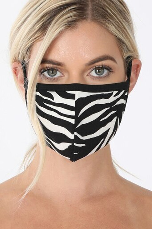 Zebra Print Face Mask - Imported