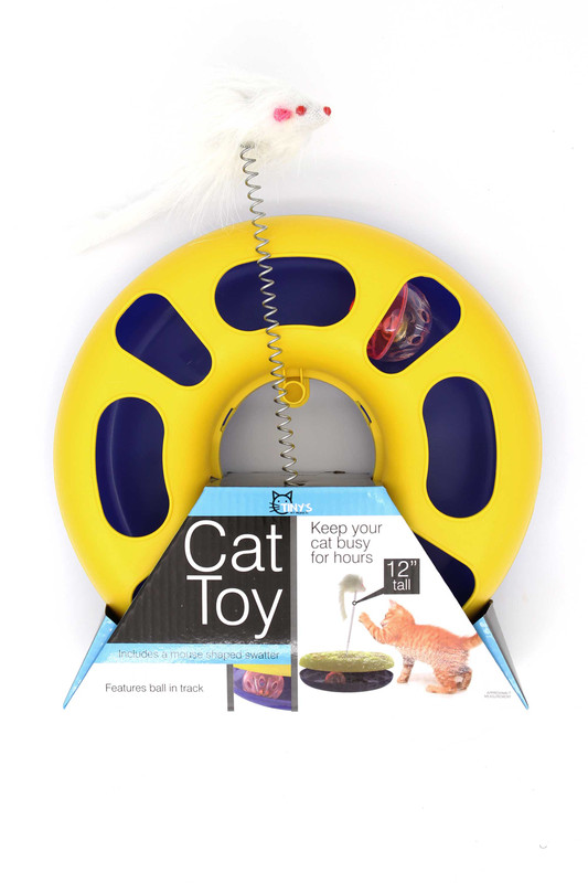Ball Track Cat Toy with Mouse on a Spring