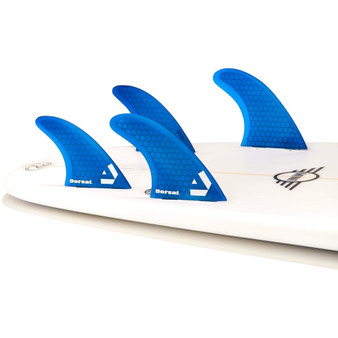 DORSAL Surfboard Fins Hexcore Quad Set (4) Honeycomb FCS Base Compatible Blue