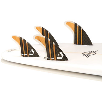 DORSAL Surfboard Fins Carbon (Bamboo) Quad Set (4) Honeycomb FCS Compatible Base