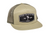 Olive snapback trucker hat with TIYS patch in black.  7 panel flat billed Richardson snap back