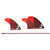 DORSAL Carbon Hexcore Thruster Surfboard Fins (3) Honeycomb Compatible FCS Base Red