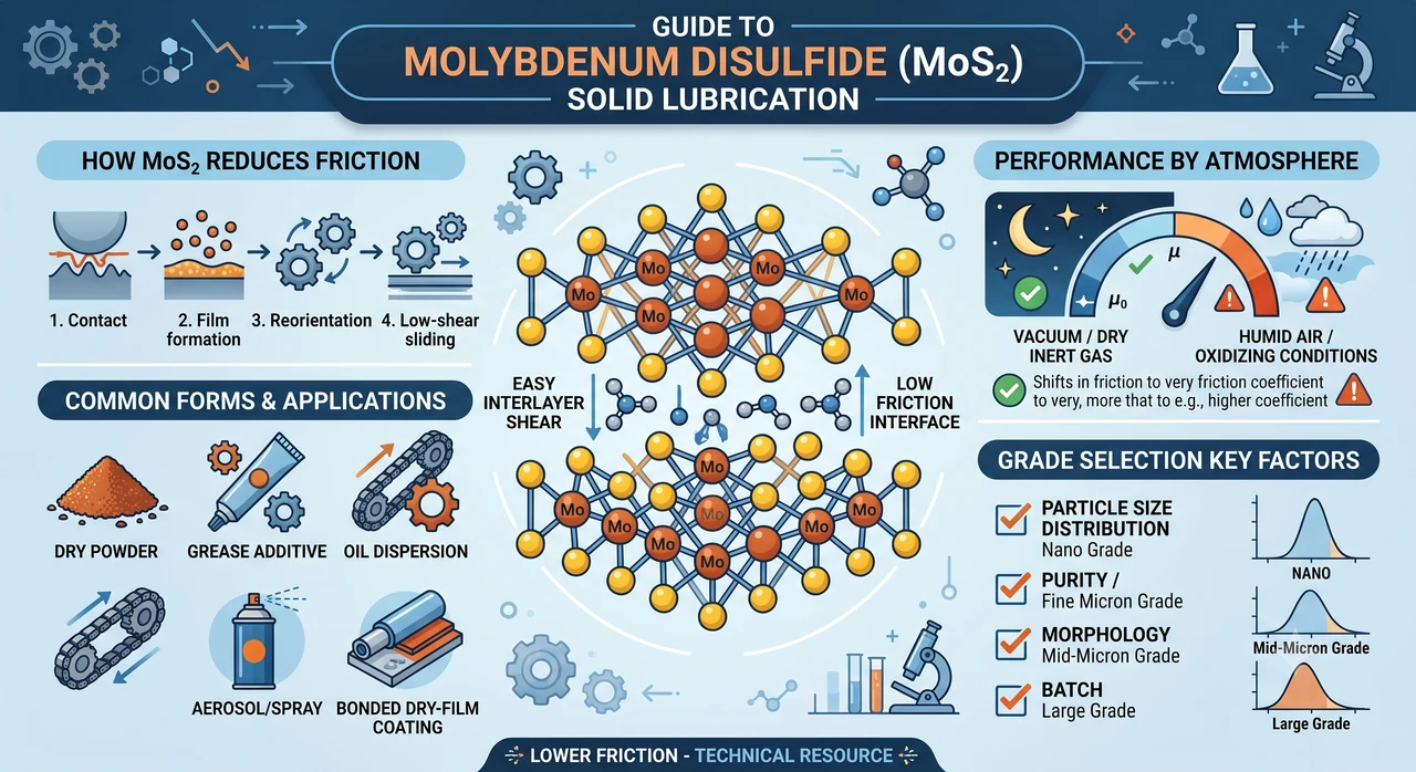 What Is MoS2? Properties, Forms, Lubrication Uses & Powder Grades