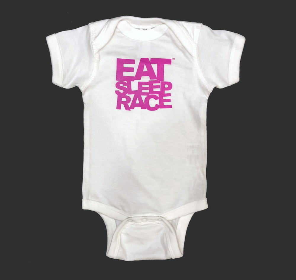 Infant One Piece Logo | White/Pink