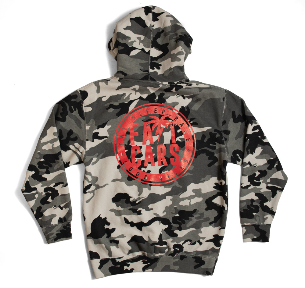 Pull Over Heavyweight Hoodie Bolt Palm Emblem | Snow Camo/Red