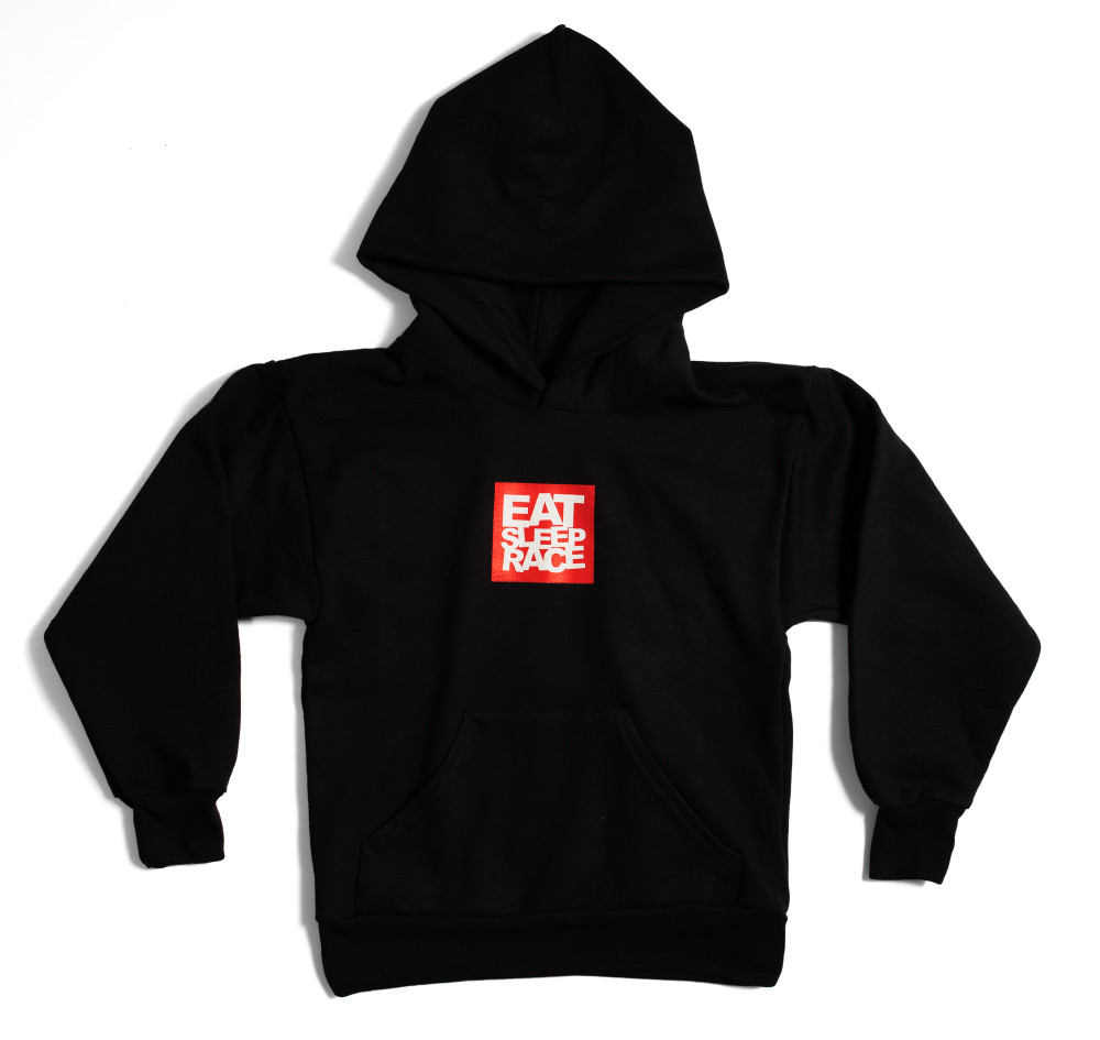 Kids Logo Square Pull Over Hoodie | Black/Red