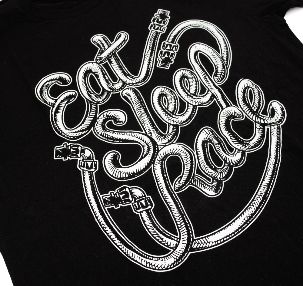 Steel Braided Lines Lightweight T-Shirt | Black