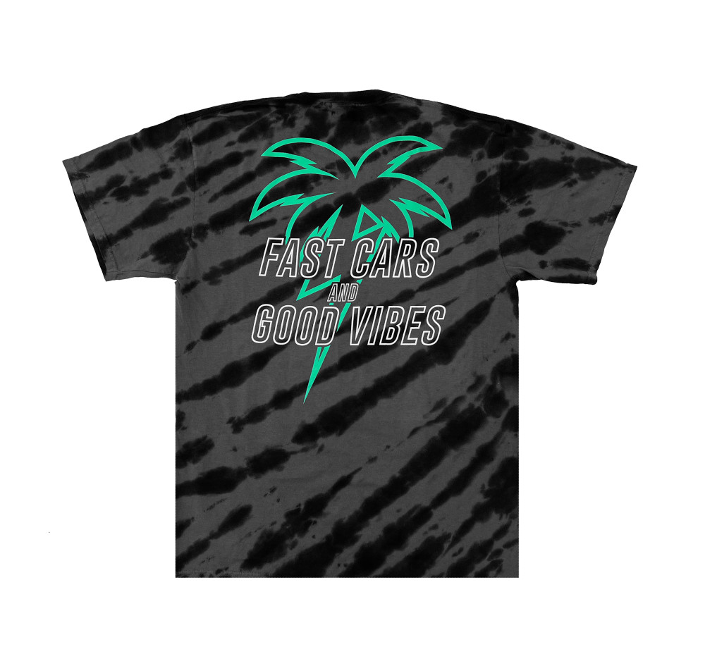 Bolt Palm T-Shirt | Black Tie Dye/Teal