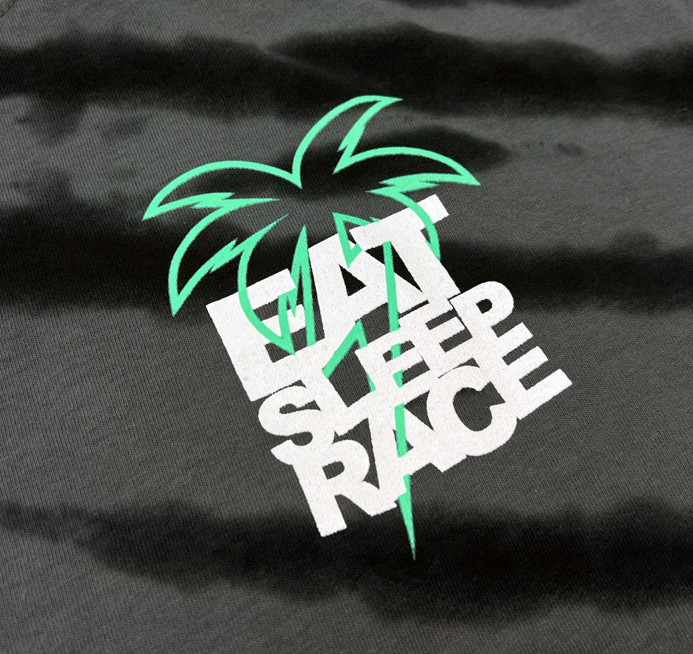 Bolt Palm T-Shirt | Black Tie Dye/Teal