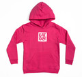 Kids Logo Square Pull Over Hoodie | Pink/White