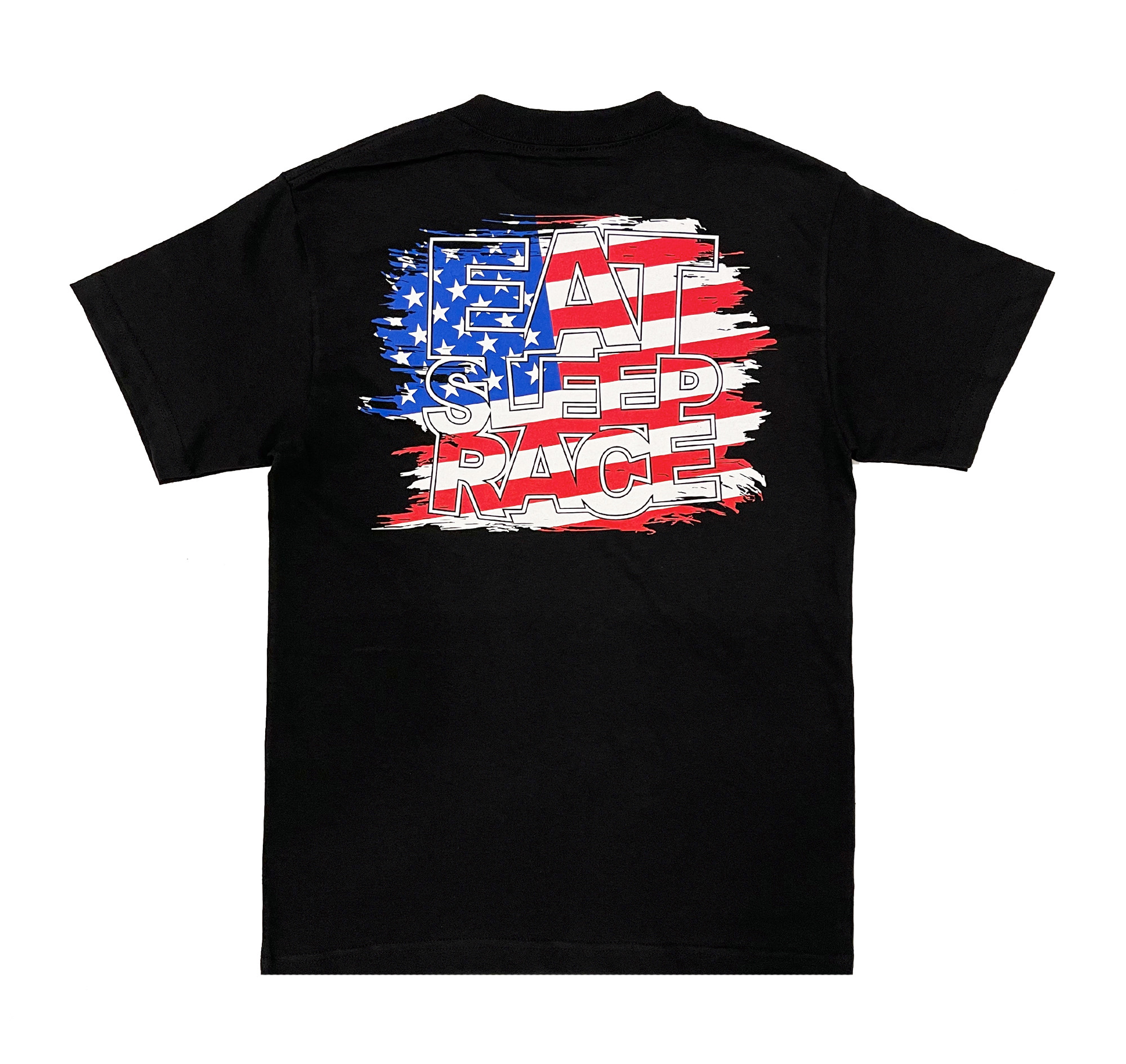 Logo Square T-Shirt | USA Flag - Eat Sleep Race - Racing Lifestyle Apparel