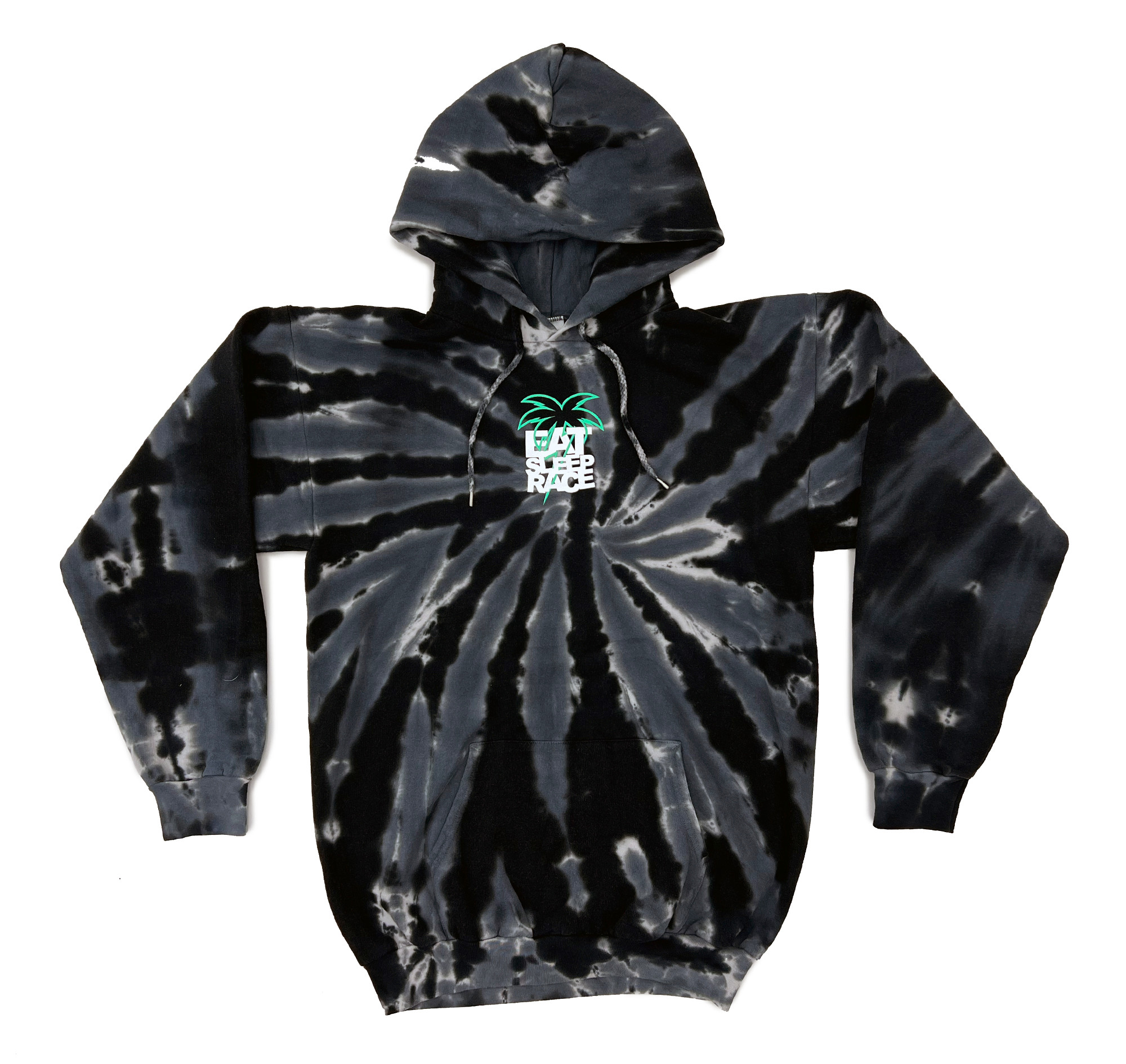 Bolt Palm Hoodie | Black Tie Dye/Teal