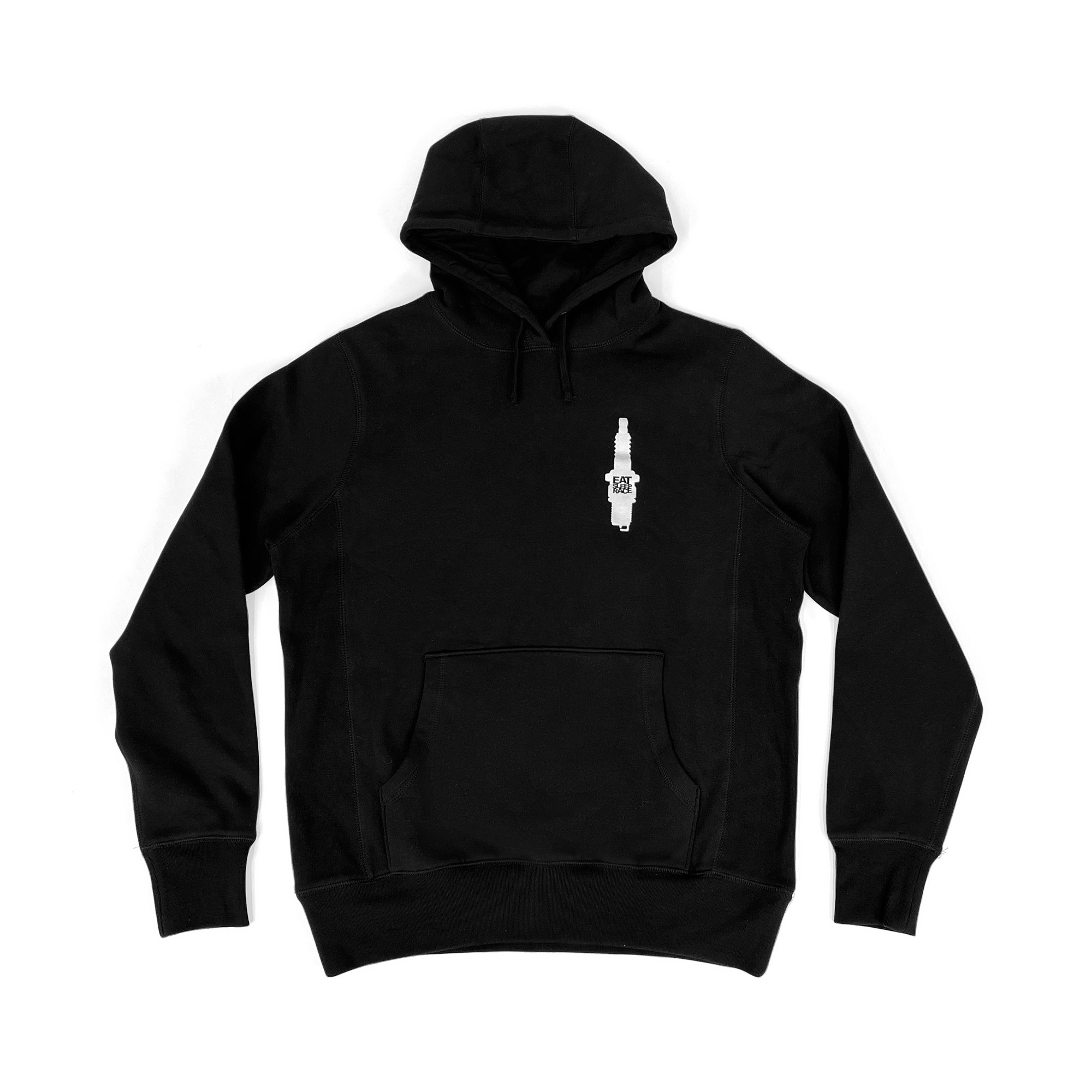 Pull Over Hoodie Spark Flag | Black - Eat Sleep Race - Racing