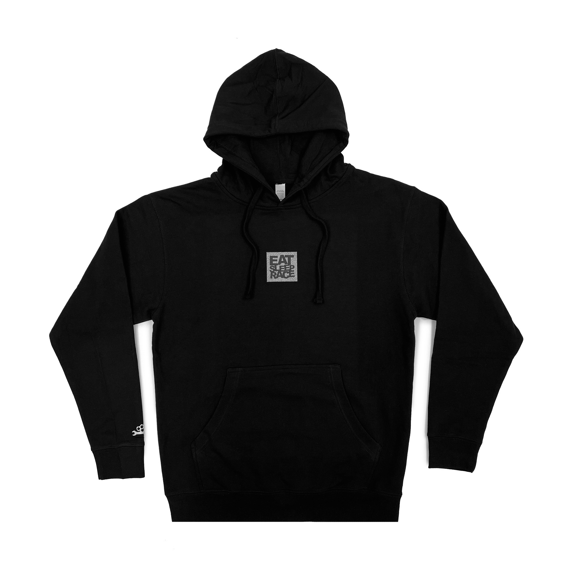 Pull Over Logo Square Hoodie Black Cement Eat Sleep Race