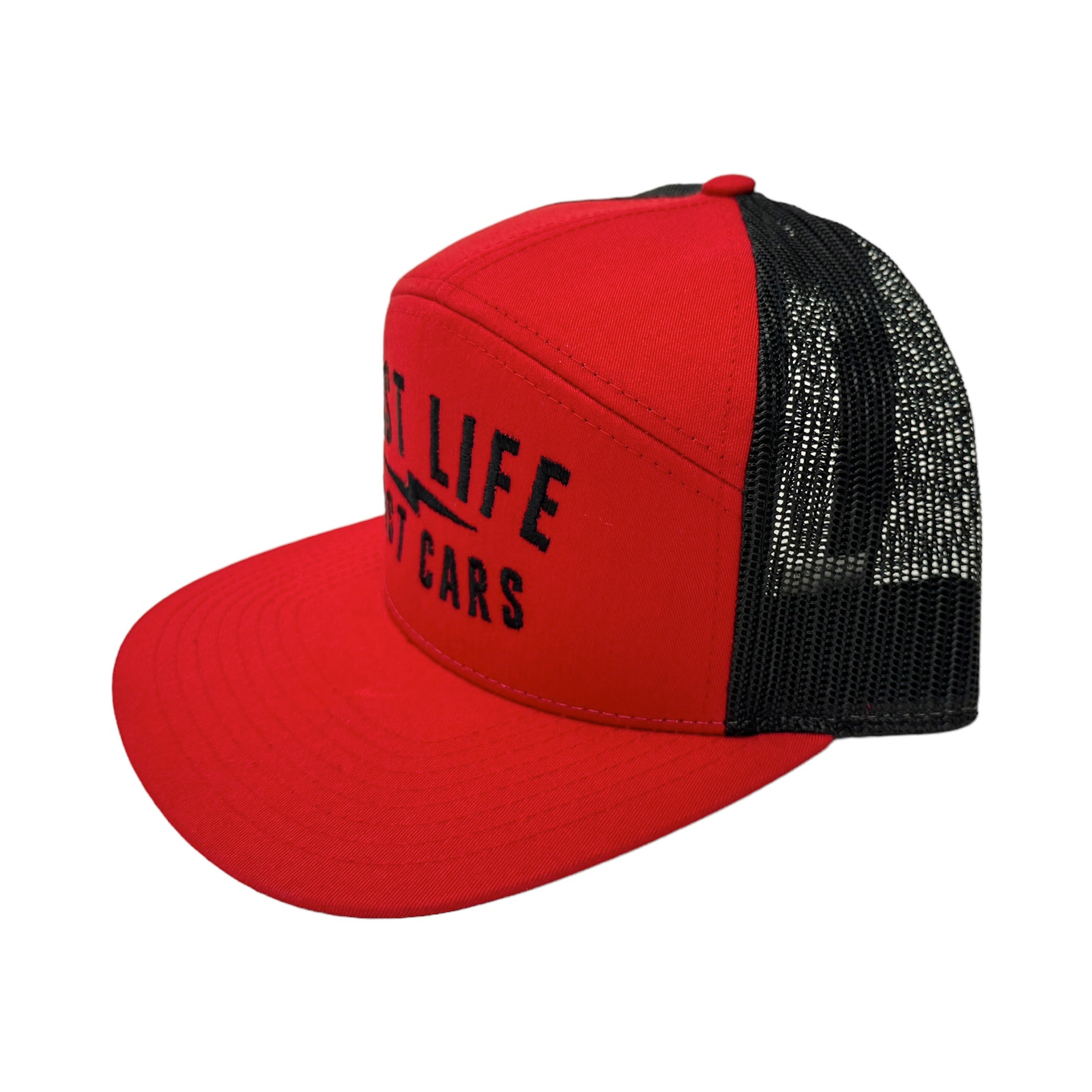 Fast Life Mesh Trucker Hat | Black/Red - Eat Sleep Race - Racing