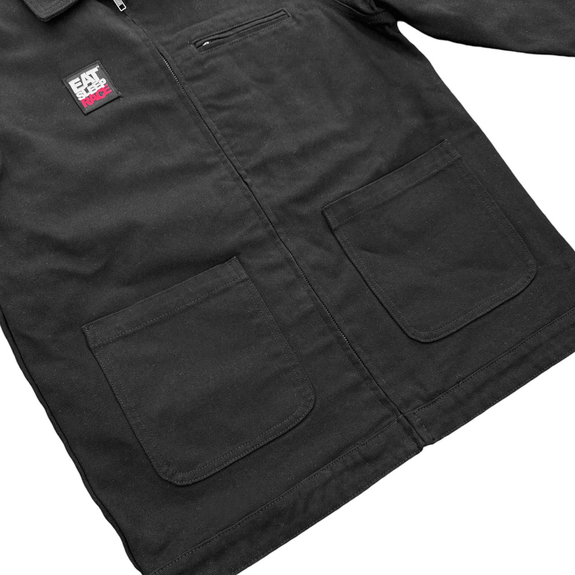 Heavy Canvas Work Jacket | Black - Eat Sleep Race - Racing