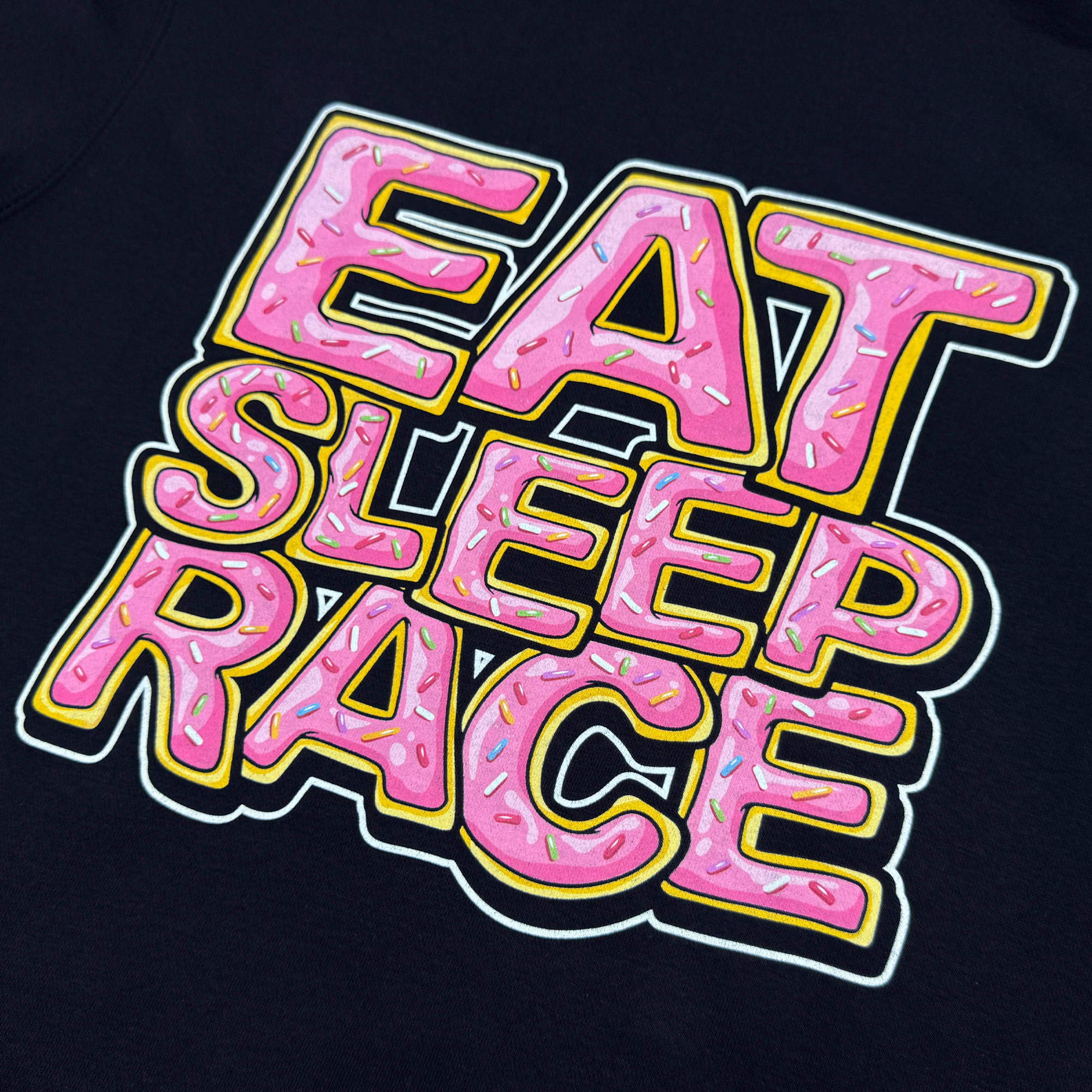 Pull Over Logo Donut Hoodie | Black - Eat Sleep Race - Racing