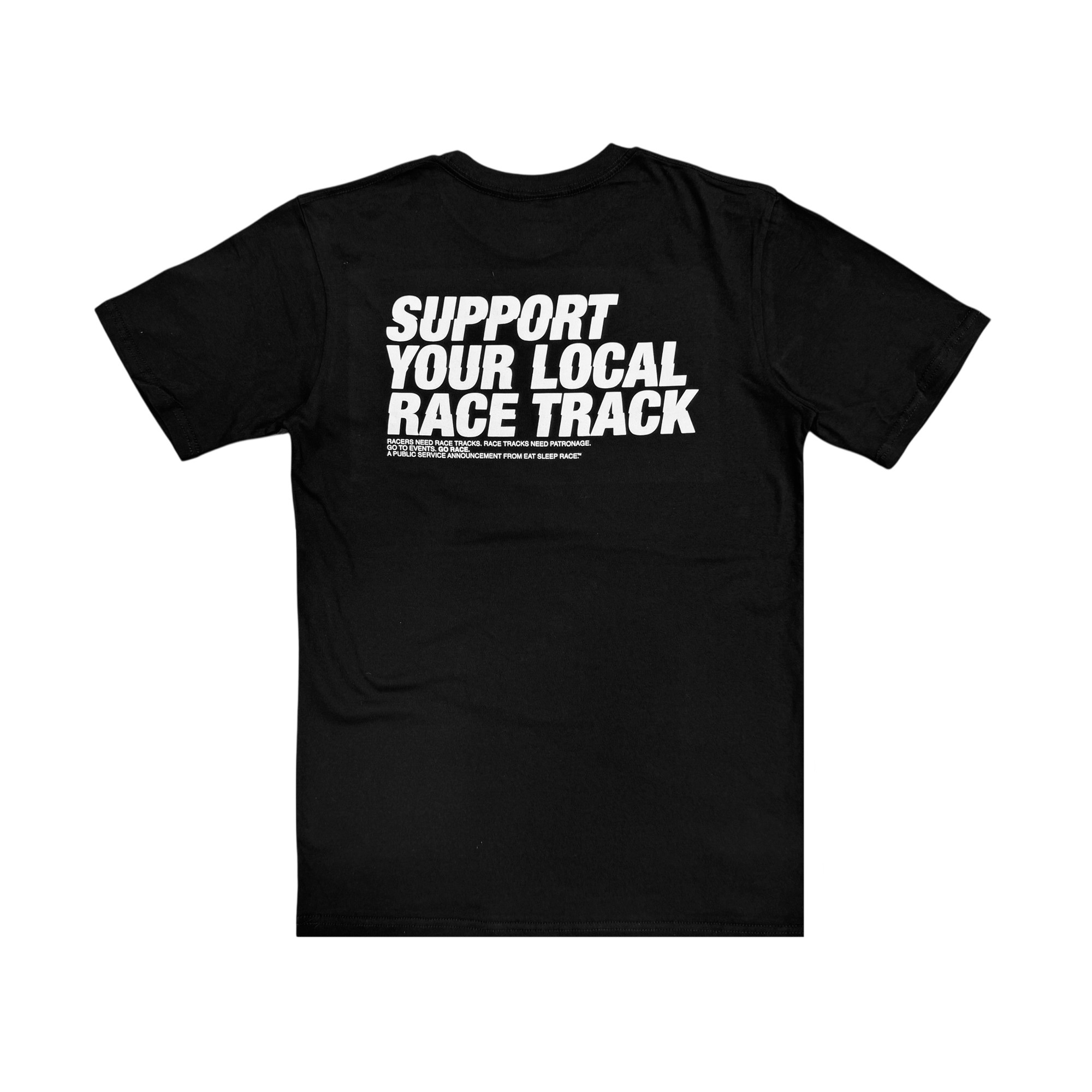 Support Local Race Tracks v3 T-Shirt | Black - Eat Sleep Race