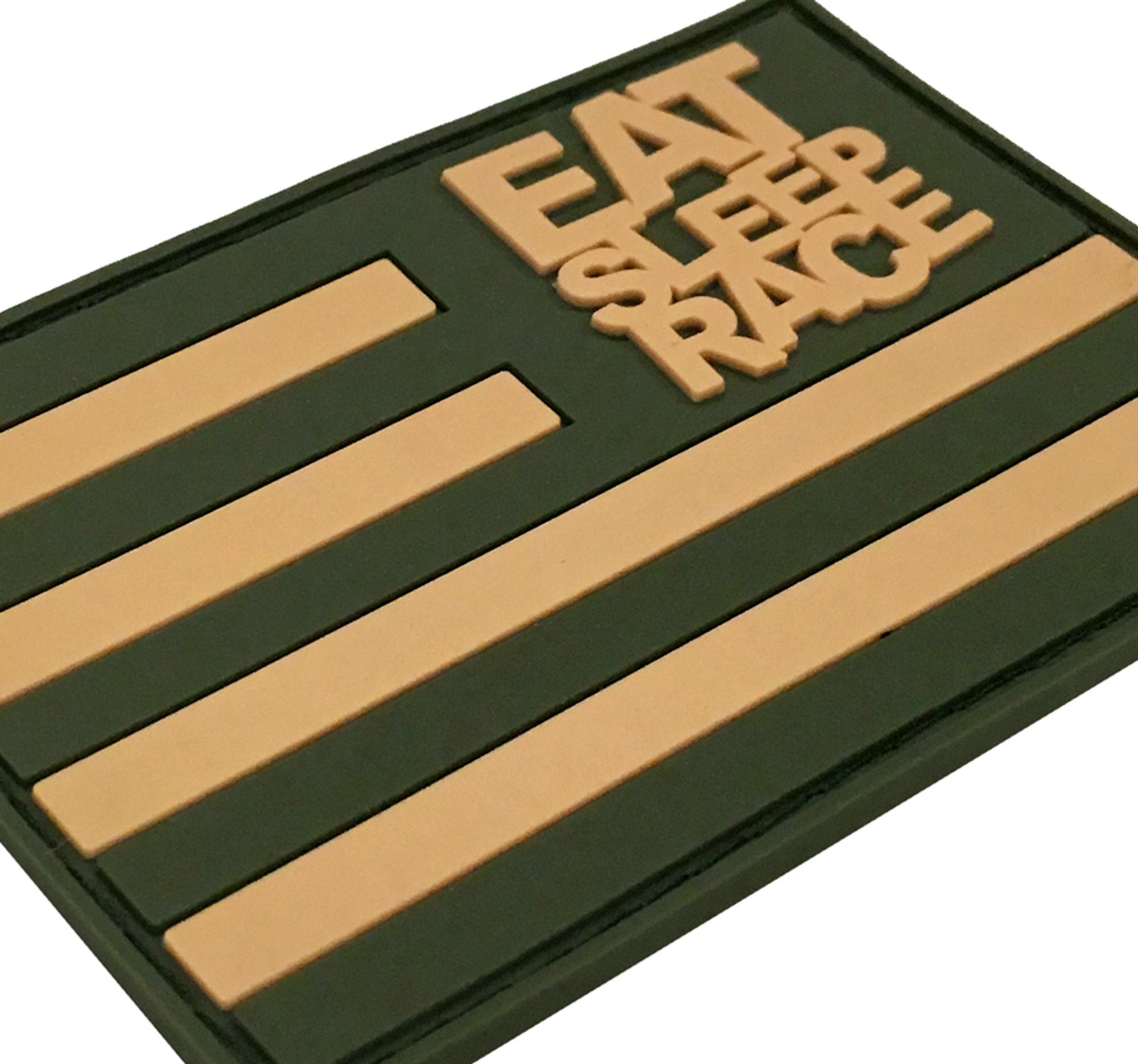 Rubber Velcro Flag Patch  Olive/Khaki - Eat Sleep Race - Racing