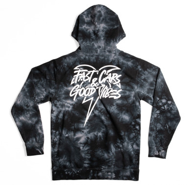 Bolt Palm Hoodie | Black Tie Dye