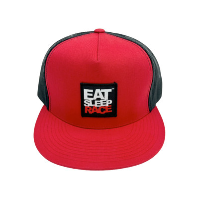 Logo Patch Mesh Trucker Hat | Black/Red