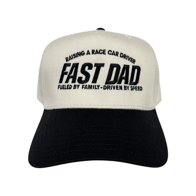 Fast Dad Snapback Curved Brim Hat | Cream/Black