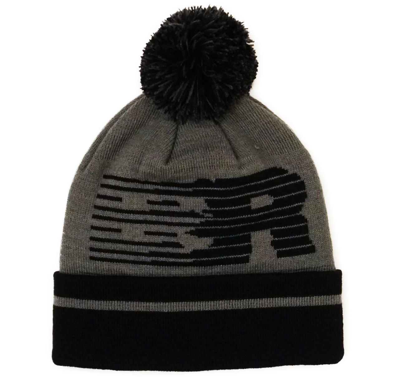 Speedlines Pom Beanie | Grey/Black