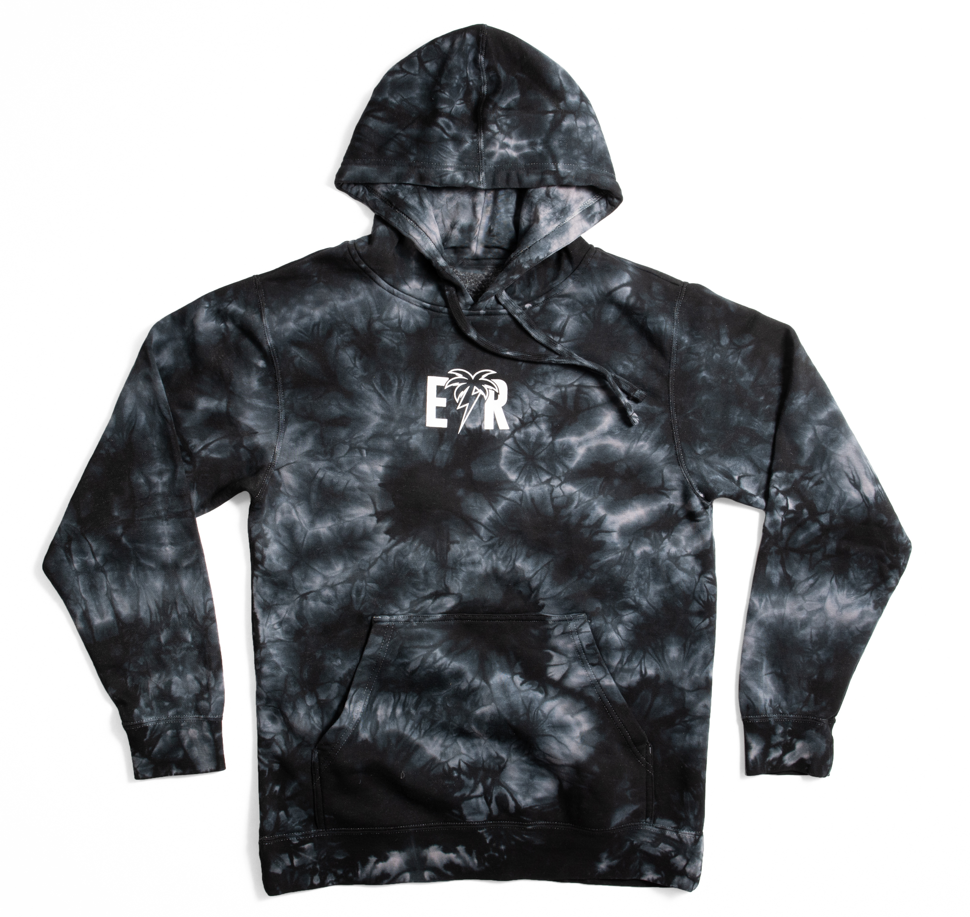 Bolt Palm Hoodie | Black Tie Dye