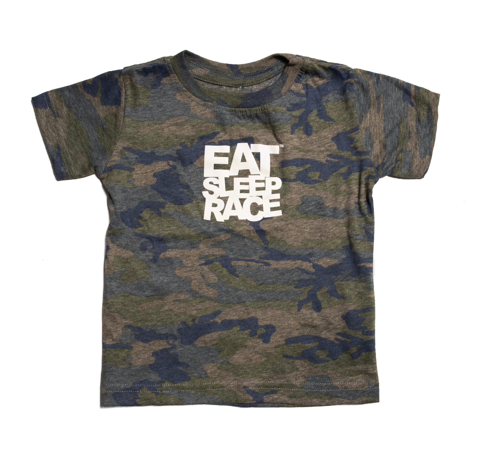 Logo Kids T-Shirt | Green Camo - Eat Sleep Race - Racing