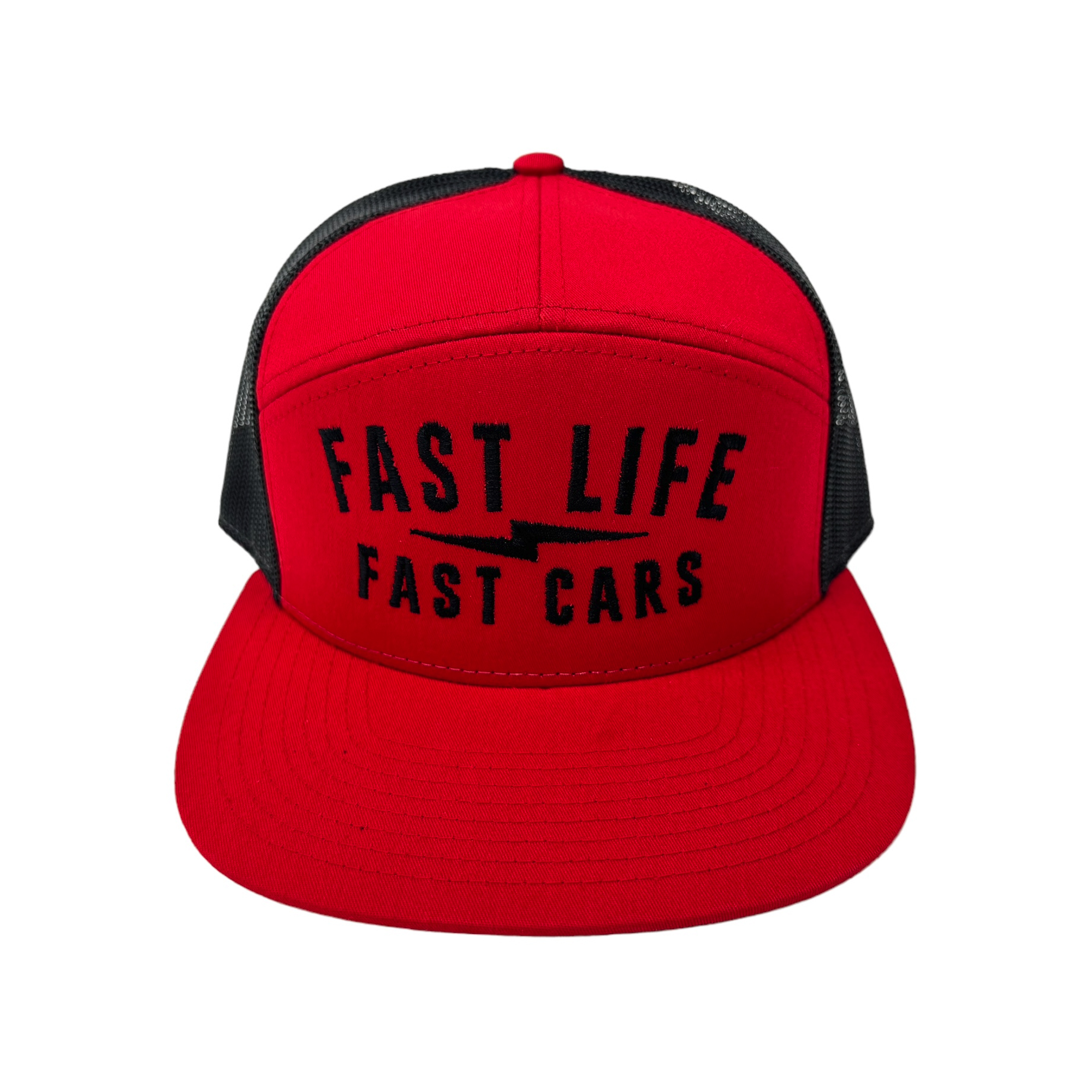 Fast Life Mesh Trucker Hat | Black/Red - Eat Sleep Race - Racing